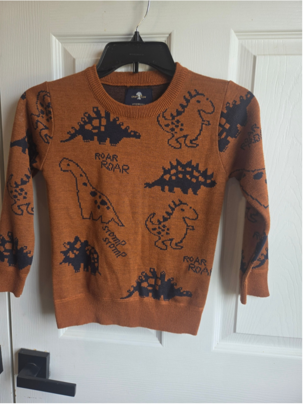 Boys Craft & Flow Dinosaur Sweater Brown Black Size 6